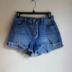 Hollister Blue Frayed Jean Shorts